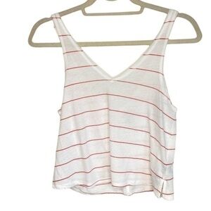 URBAN Outfitters White and Red Striped V Neck Tank Top Size XS